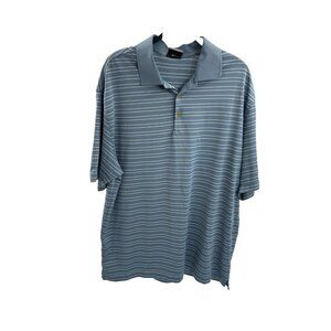Nike Golf Mens Size L Polo Shirt Blue Striped Short Sleeve Performance Top